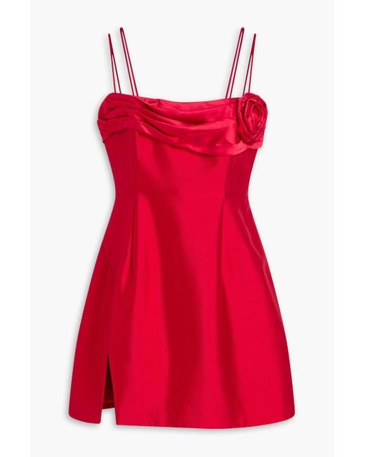 Rachel Gilbert Red Sawyer Floral-appliquéd Wool And Silk-blend Twill Mini Dress