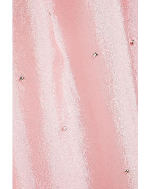 Stine Goya Pink Portia Cold-shoulder Crystal-embellished Satin-crepe Midi Dress