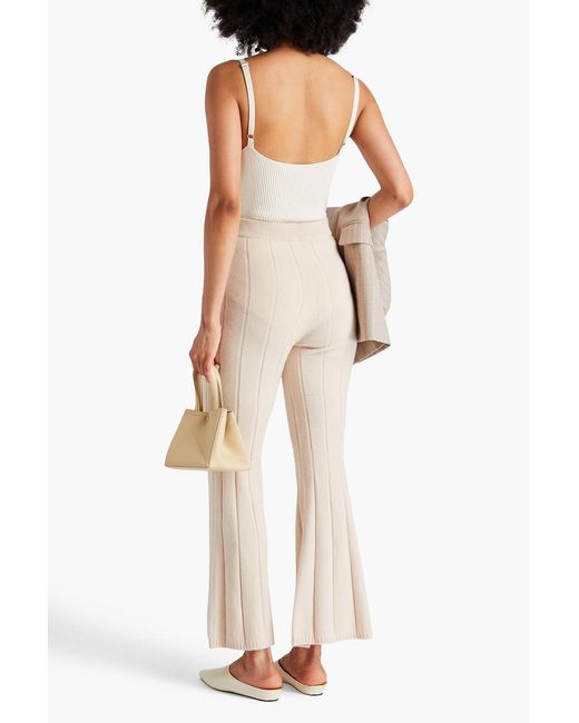Joseph Natural Ribbed Merino Wool-blend Flared Pants