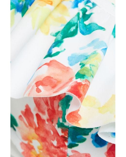 Caroline Constas Blue Bikini-oberteil mit rüschen und print