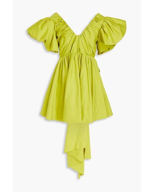 Aje. Yellow Gretta Bow-detailed Cotton-poplin Mini Dress
