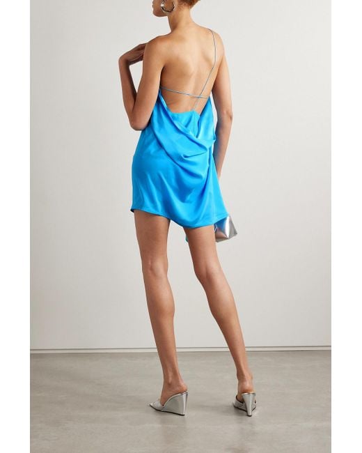 トップス PELLICULE satin gather mini op blue GAUGE81 Misaki Asymmetric Duchesse Silk-satin Mini Dress in