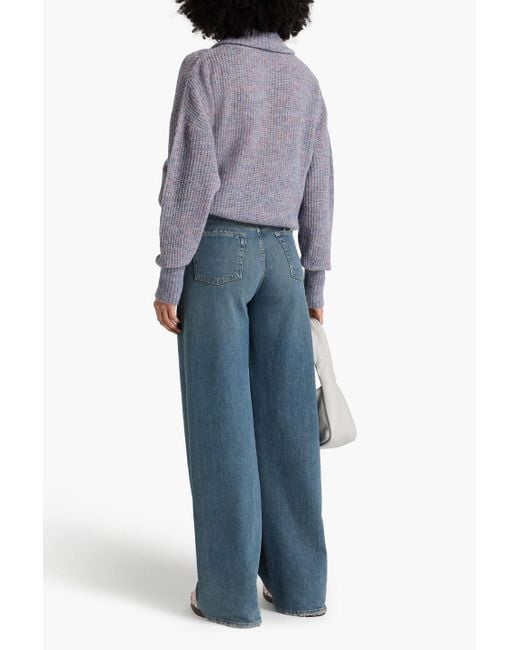 IRO Purple Mélange Ribbed-knit Turtleneck Sweater