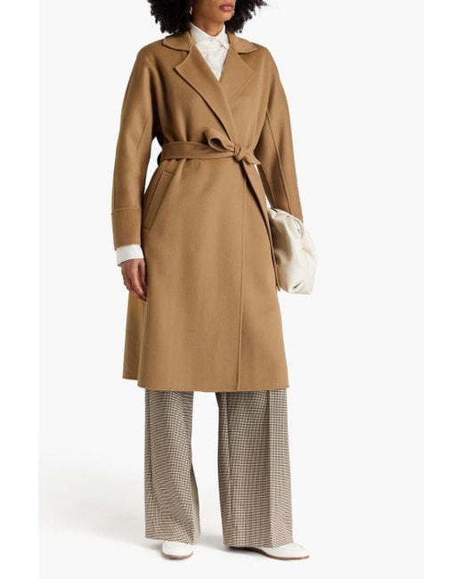 Emporio Armani Natural Belted Cashmere-felt Coat