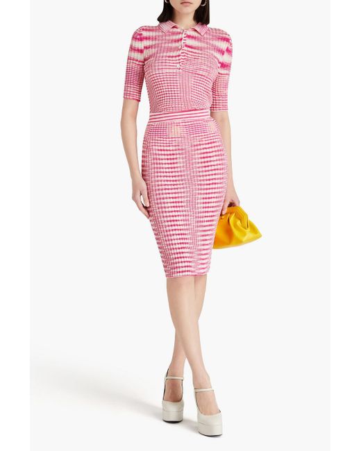 Missoni Pink Space-dyed Crochet-knit Skirt