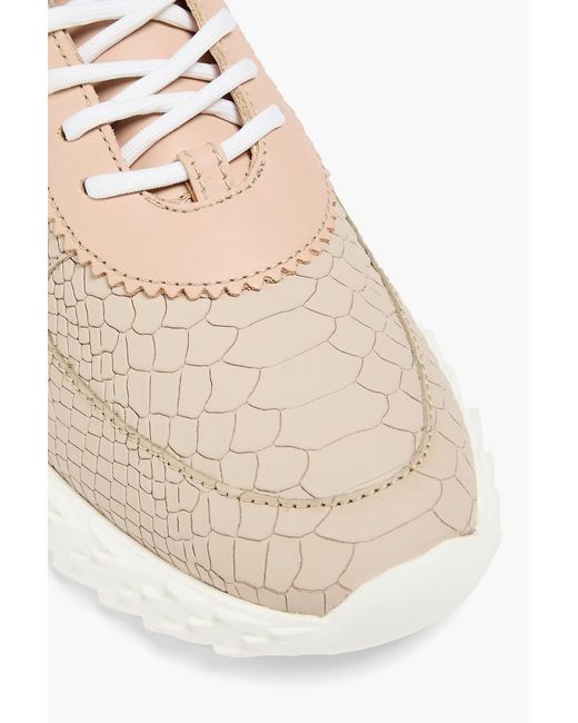 Giuseppe Zanotti Gray Urchin Snake-effect And Smooth Leather Sneakers