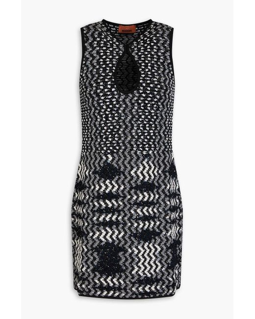 Missoni Black Cutout Sequin-Embellished Jacquard-Knit Mini Dress