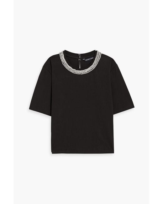 Veronica Beard Black Sebastian Crystal-Embellished Cotton-Blend Jersey T-Shirt