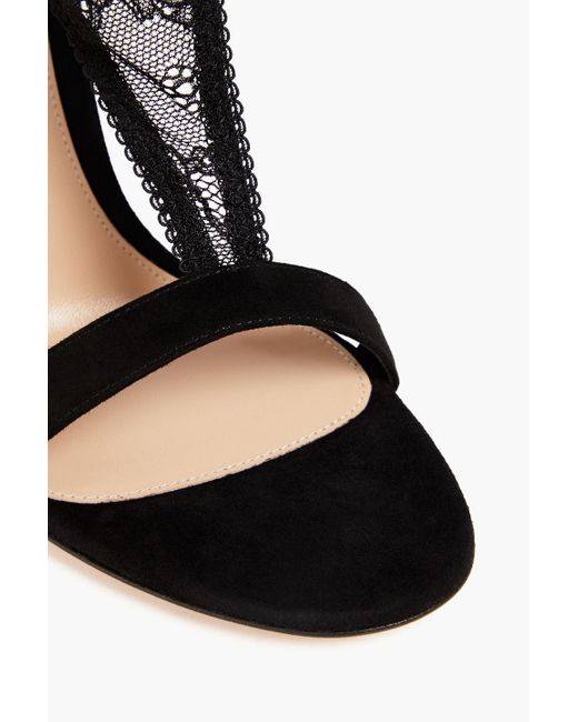 Gianvito Rossi Black Isabella Suede And Lace Sandals