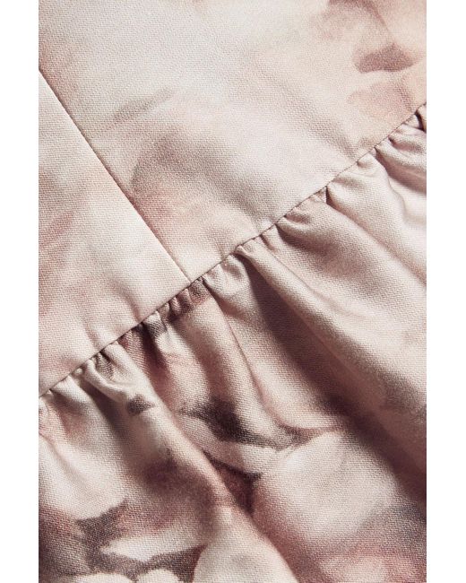 Valentino Garavani Brown Printed Cotton And Silk-blend Gown