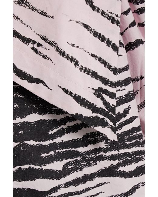 Ganni Pink Tiger-print Cotton-poplin Blouse