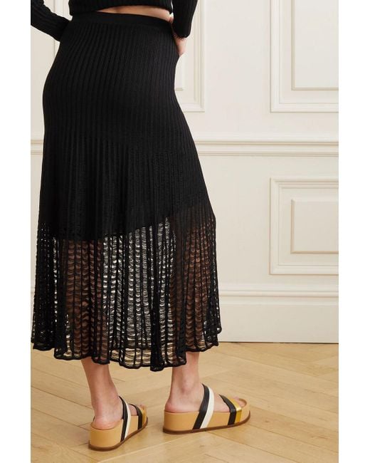 Gabriela Hearst Black Althea Open-knit Silk Maxi Skirt