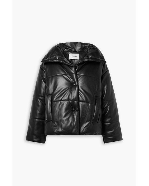 Nanushka Black Hide Quilted Padded Vegan Leather Jacket