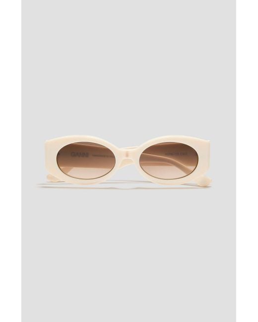 Ganni White D-Frame Acetate Sunglasses