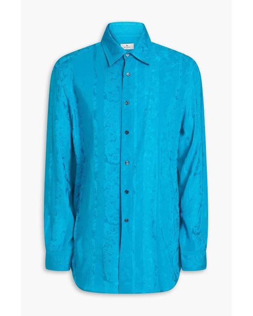 Etro Blue Silk-jacquard Shirt for men