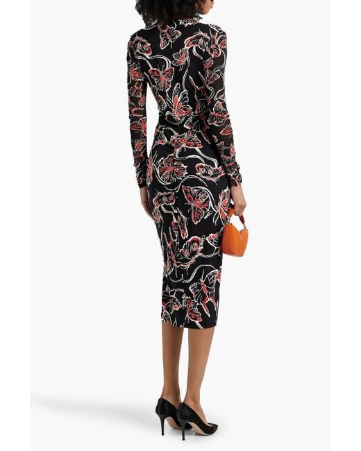 Diane von Furstenberg Hades Printed Mesh And Jersey Midi Dress in Black | Lyst UK Diane von Furstenberg Hades Printed Mesh And Jersey Midi Dress in Black | Lyst UK