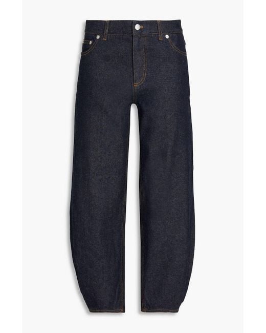 Tibi Blue Cropped High-rise Barrel-leg Jeans