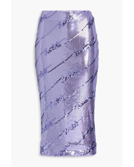 ROTATE BIRGER CHRISTENSEN Purple Sequinned Midi Skirt