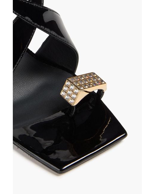 Giuseppe Zanotti Black Nihao Crystal-embellished Patent-leather Wedge Sandals
