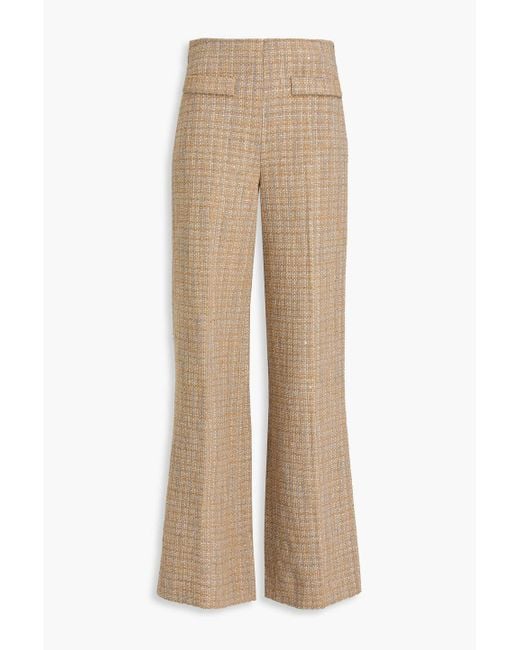 Sandro Natural Metallic Tweed Wide-leg Pants