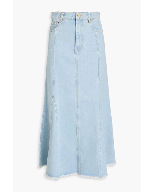 Ganni Blue Denim Midi Skirt