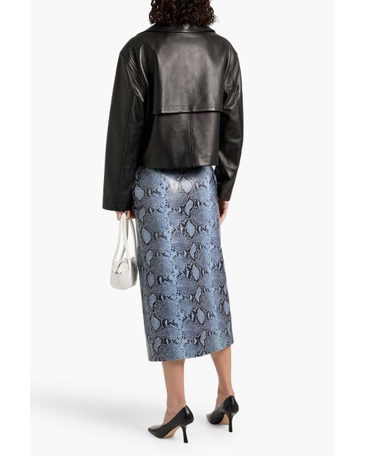 Theory Black Double-Breasted Leather Jacket