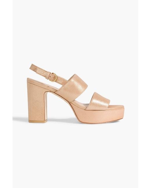 Stuart Weitzman Pink Ono Metallic Suede Platform Sandals