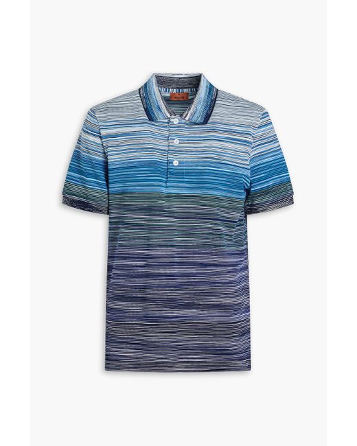 Missoni Blue Space-dyed Cotton-piqué Polo Shirt for men