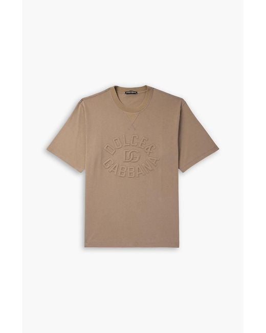 Dolce & Gabbana Natural Logo-Embroidered Cotton-Jersey T-Shirt for men