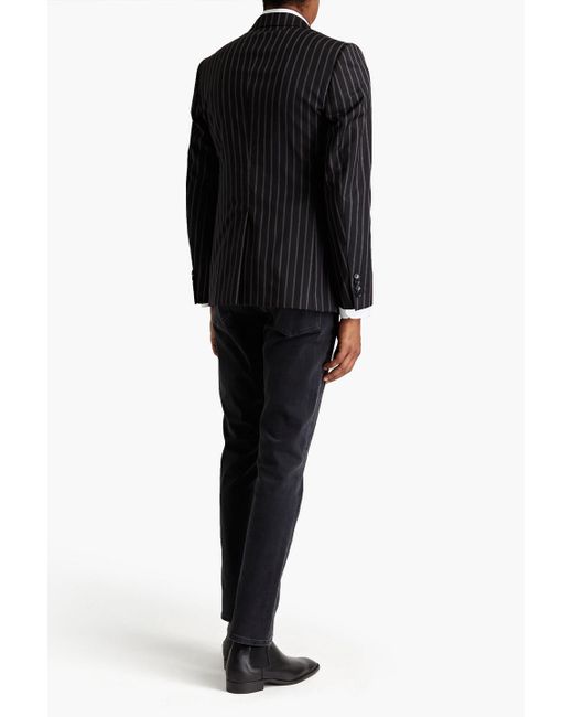 Dolce & Gabbana Black Double-breasted Wool And Cotton-blend Twill Blazer for men
