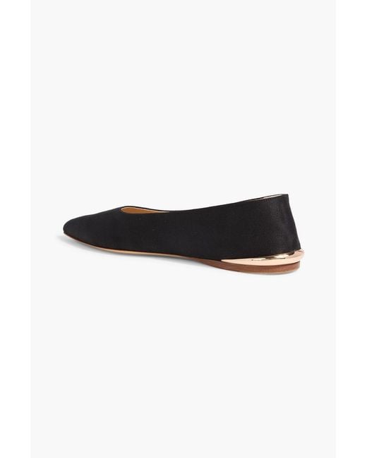 Gabriela Hearst Black Fleur Canvas Point-Toe Flats