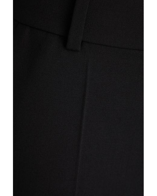 Valentino Garavani Black Cropped Wool-blend Stretch-crepe Straight-leg Pants