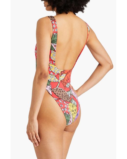 Mara Hoffman Red Idalia bedruckter badeanzug