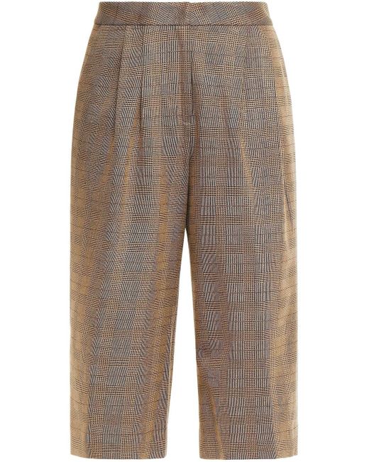 L'Agence Natural Mabel Pleated Prince Of Wales Checked Woven Shorts