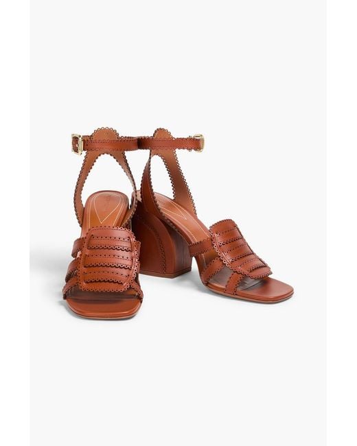 Zimmermann Brown Goldie Scalloped Leather Sandals
