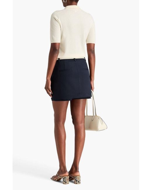 Vince Blue Skirt-Effect Cotton-Blend Twill Shorts