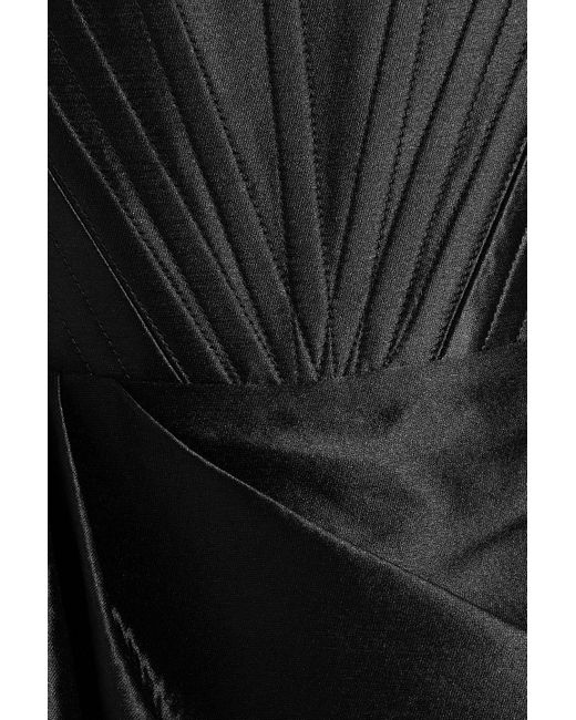 Alex Perry Black Denver trägerlose robe aus glänzendem crêpe mit drapierung
