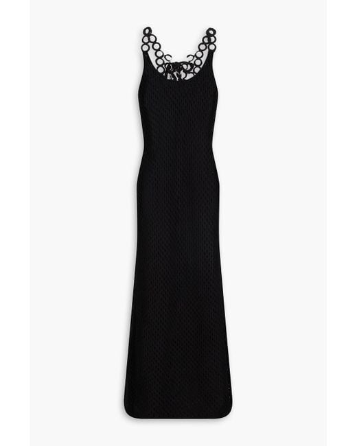 Chloé Black Embellished Pointelle-knit Wool Maxi Dress