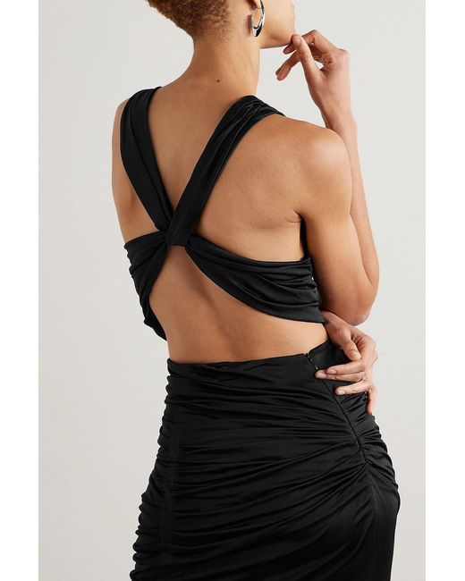GAUGE81 Black Juara Cropped Open-back Jersey Top