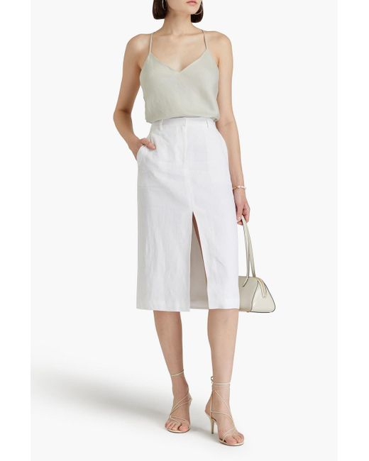 Theory White Linen-Blend Twill Camisole