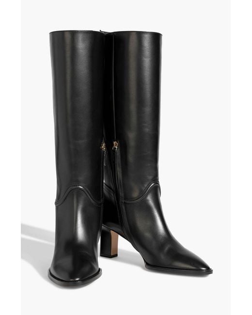 Ferragamo Black Torris 70 Leather Knee Boots