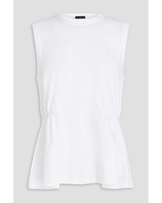 ATM White Shirred Cotton-jersey Top