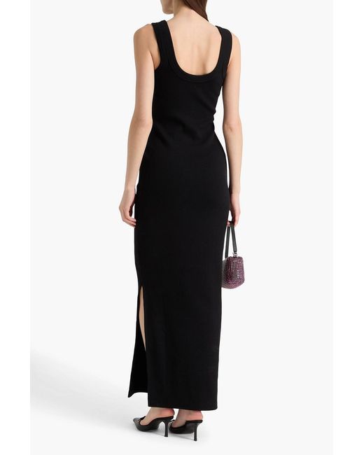 T By Alexander Wang Black Cotton-Blend Jersey Maxi Dress