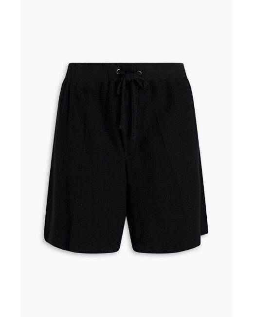 James Perse Black Waffle-knit Cotton And Cashmere-blend Drawstring Shorts for men
