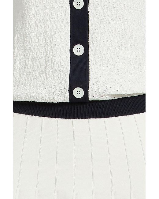 Thom Browne Natural Pleated Crochet-Knit Midi Shirt Dress