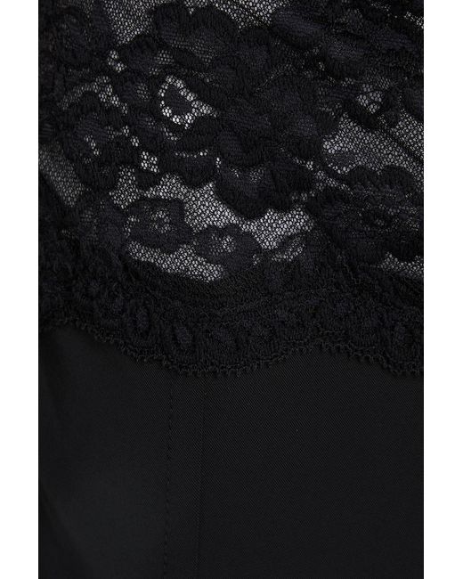 Blumarine Black Lace-trimmed Twill Straight-leg Pants