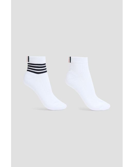Thom Browne Gestreifte socken aus einer gerippten baumwollmischung in White für Herren