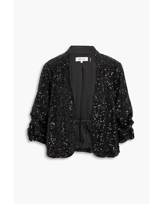 Diane von Furstenberg Black Laredo Sequined Mesh Jacket