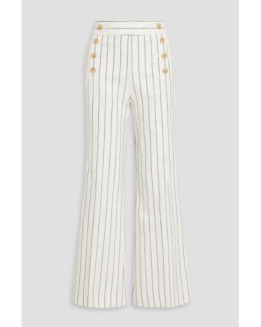 10 Crosby Derek Lam White Massimo Pinstriped Linen And Cotton-blend Flared Pants