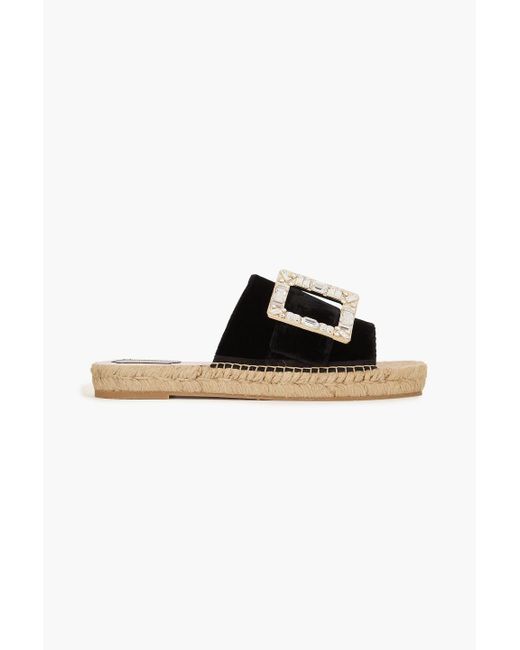 Roger Vivier Black Buckle-Embellished Velvet Espadrilles